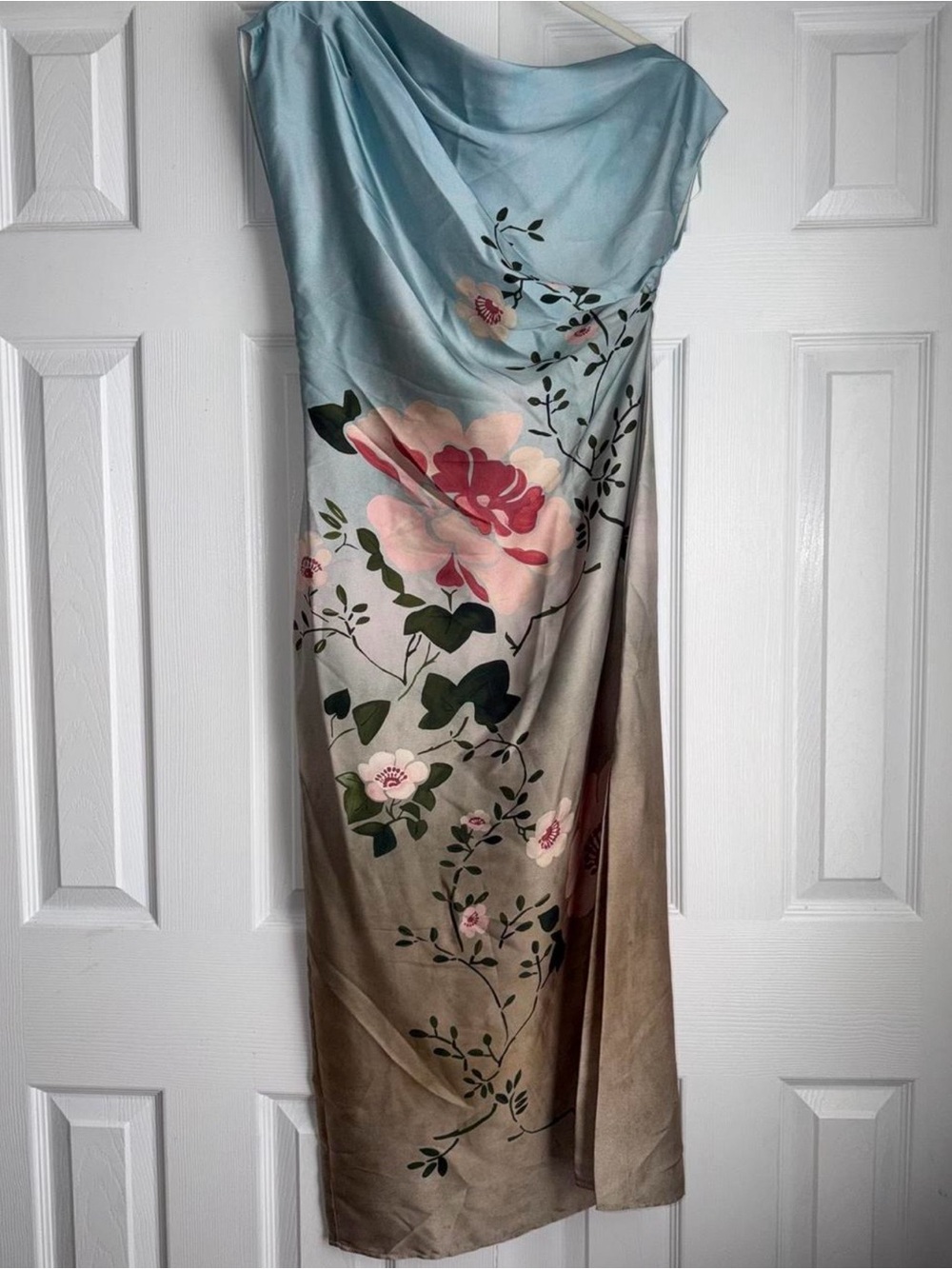 Zara Satin Floral Midi Dress